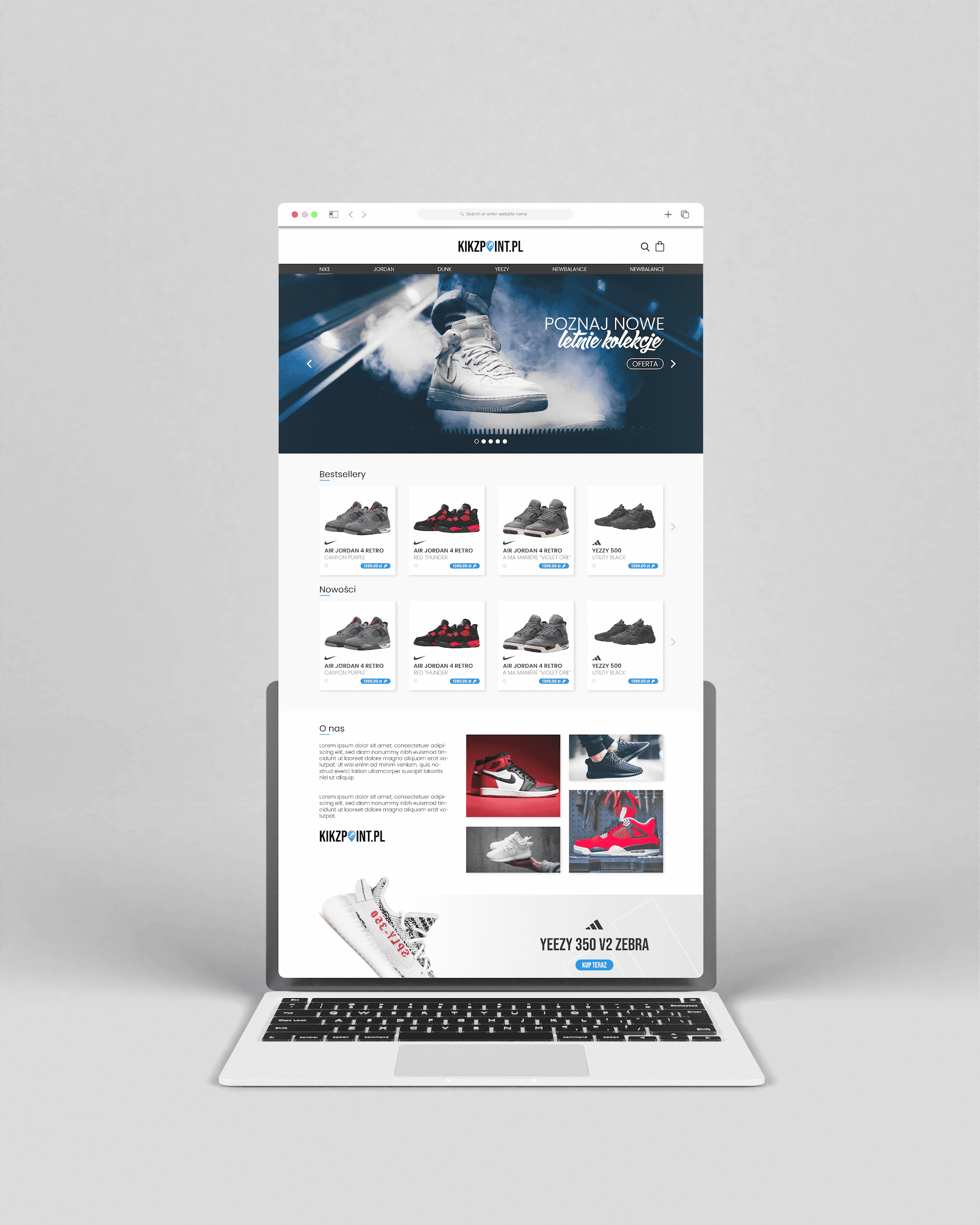 Pełny mockup projektu strony internetowej